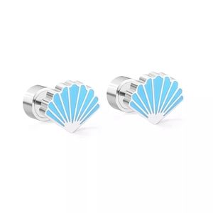Clam Shell Stainless Steel Stud Earrings
